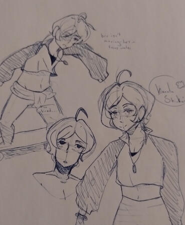 Full body, bust and half body sketch. Old. Character: Kanata Shinkai from Ensemble Stars.